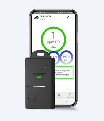 SPARROW – kulilte- og luftkvalitetsmåler, der styres med en app på telefonen
